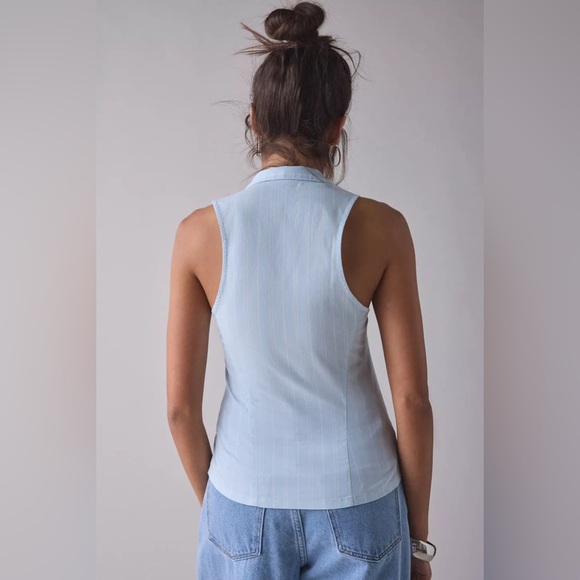 Urban Outfitters Party Girl Cotton-Blend Button Down Sleeveless Shirt. NWT! - Picture 3 of 4